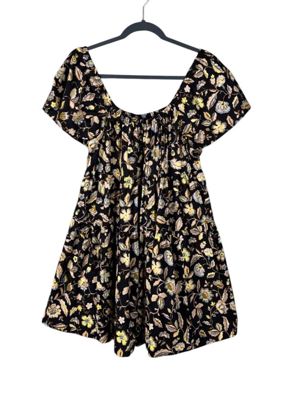 Old Navy Dark Floral Dress MP Bohemian Cottage Peasant Prairie Garden Party New